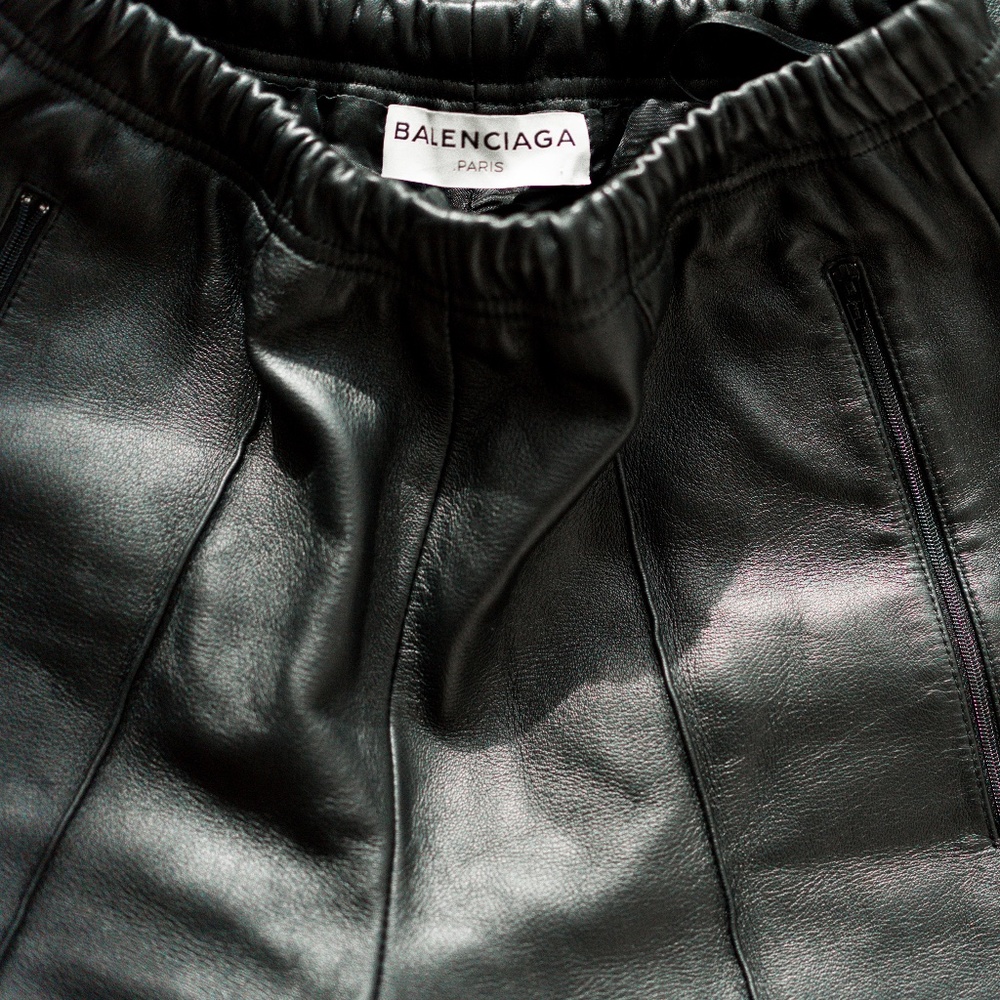 BALENCIAGA Leather Track Trouser Pant, Black, 38 FR / 6 US 100% Authentic - Picture 4 of 17